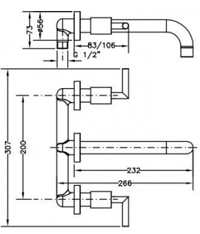 Смеситель для раковины I-22 GENEBRE IXO (68132 12 45 66)
