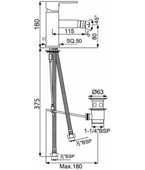Смеситель Jaquar Kubix F (KUB-CHR-35213FB)