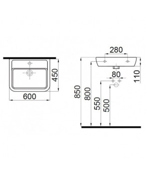 Умывальник Halley 60 см декор серебро 3201-0455-1201 IDEVIT