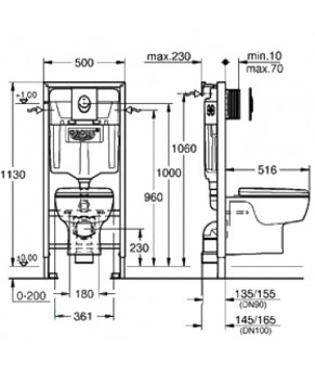 Инсталляция GROHE Rapid SL 38750001/38721001   подвесной унитаз GROHE Solido Perfect c сиденьем Soft Close (39191000)