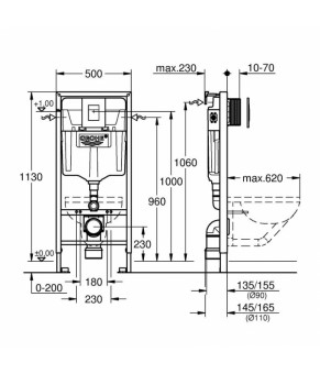 Комплект для подвесного унитаза с прокладкой   SmartBox GROHE Rapid SL 4в1 35600RSL