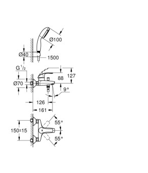 Смеситель Grohe Eurosmart c душевым гарнитуром 33302002