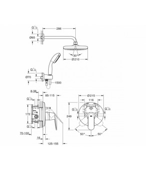 Душевой набор Grohe EUROSMART COSMOPOLITAN 25183001