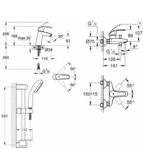 Набор смесителей Grohe Eurosmart 123246М