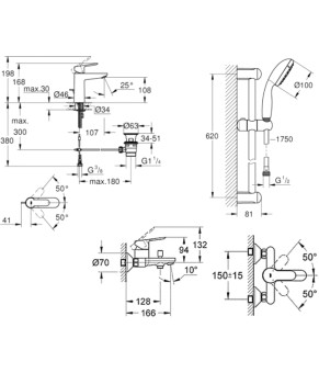 Набор смесителей Grohe BauEdge 123367M