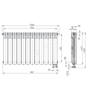 Радіатор Armatura G500F/D 789-101-44 12 секцій