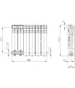 Радіатор Armatura G350F 790-100-44 6 секцій