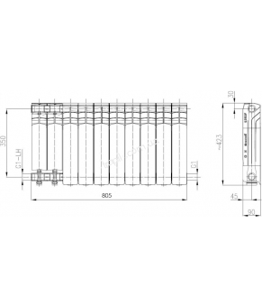 Радиатор Armatura G350F 790-100-44 10 секций