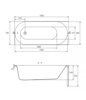 Ванная прямоугольная Cersanit OCTAVIA 160X70 (S301-252)