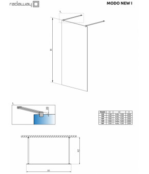 Душевая перегородка Radaway Modo New I 160 388164-01-01