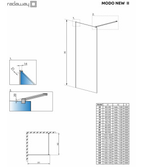 Душевая перегородка Radaway Modo New II 100 389104-01-01