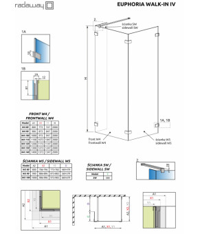 Боковая стенка Radaway Euphoria Walk-in IV WS 80 383150-01-01