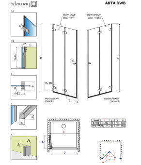 Душевые двери Radaway Arta DWB 386151-03-01