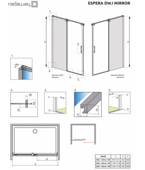Неподвижная фронтальная стенка Radaway Espera DWJ Mirror 380210-71