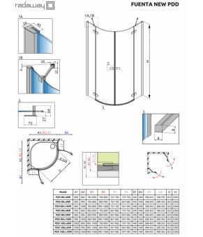 Часть кабины Radaway Fuenta New PDD 90 384001-01-01