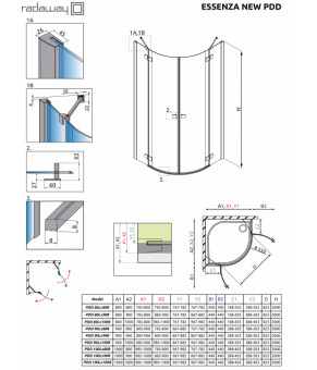Часть кабины Radaway Essenza New PDD 80 385002-54-01