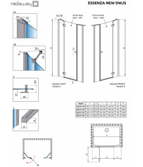 Комплект неподвижных фронтальных стенок Radaway Essenza New DWJS 384090-01-01