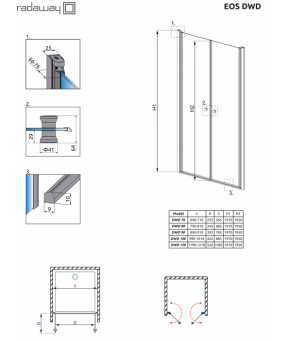 Душевые двери Radaway Eos DWD 120 37773-01-12N
