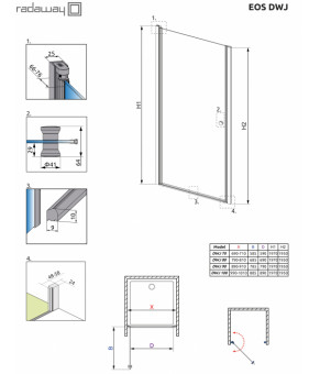 Душевые двери Radaway Eos DWJ 70 37983-01-01N