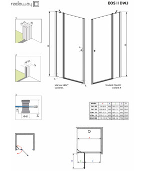 Душевые двери Radaway Eos II DWJ 100 3799442-01