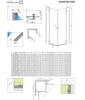 Душевая кабина Radaway Almatea KDD 90х80 32186-01-12N