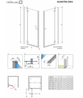Душевые двери Radaway Almatea DWJ 90 31002-01-05N