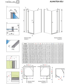 Душова кабіна Radaway Almatea KDJ 100х80 32142-01-08N