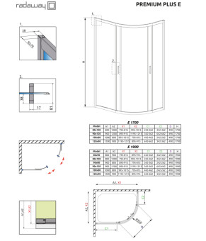 Душевая кабина Radaway Premium Plus E 1700 100х80 30481-01-06N