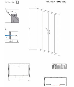Душевые двери Radaway Premium Plus DWD 140 33353-01-01N