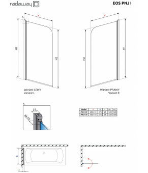 Шторка для ванны Radaway Eos PNJ 70 205101-101