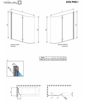 Шторка для ванни Radaway Eos PND I 205202-101