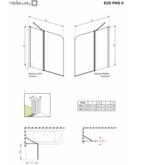 Шторка для ванны Radaway Eos PND II 130 206213-01