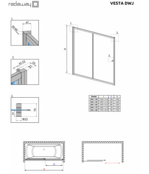 Шторка для ванны Radaway Vesta DWJ 150 209115-01-01
