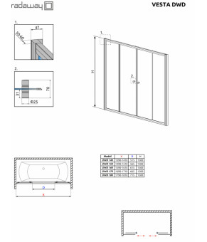 Шторка для ванны Radaway Vesta DWD 150 203150-06