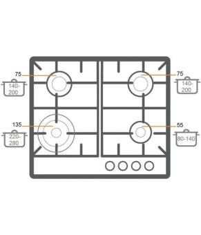 Варочная поверхность газовая Fabiano FHG 1044 VGHT White Glass 8111.405.0440