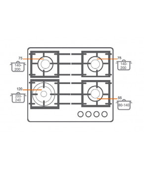 Варочная поверхность газовая Fabiano FHG 14-44 GH-T Black Glass