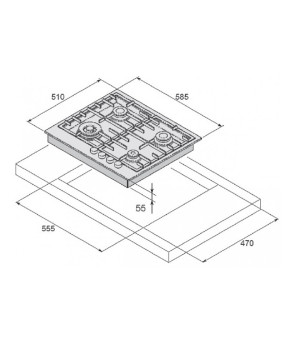 Варочная поверхность газовая Fabiano FHG 1444 VGHT White glass 8111.405.0269