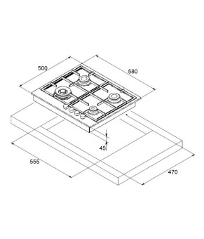 Варочная поверхность газовая Fabiano FHG 2644 VGHT Inox 8112.405.0259