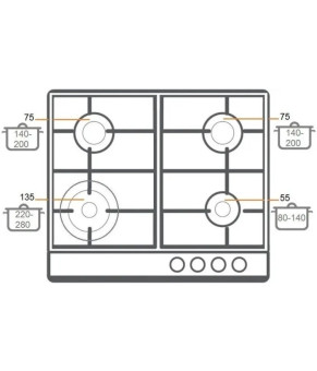 Варочная поверхность газовая Fabiano FHG 2644 VGHT Inox 8112.405.0259