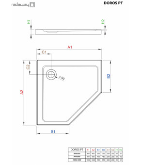Поддон Radaway Doros PT SDRPT9090-01