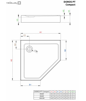 Поддон Radaway Doros PT Compact SDRPTP9090-05