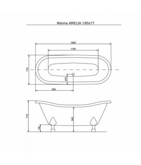 Ванна Besco Amelia 190x77 (ножки хром)