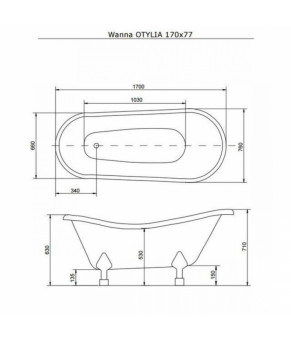 Ванна Besco OTYLIA 170х77 с ногами белыми