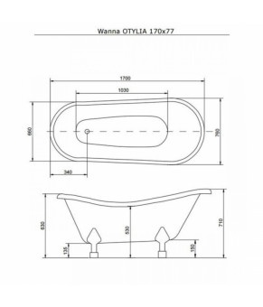 Ванная BESCO OTYLIA 170х77 с ногами хром