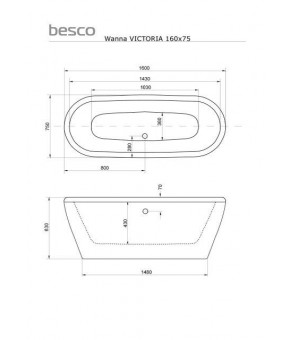 Ванна Besco Victoria 160x75