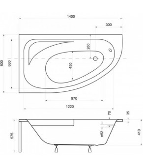 Ванна Besco CORNEA 140х80 (правая)