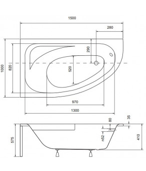 Ванна Besco CORNEA 150х100 (левая)