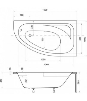 Ванна Besco CORNEA 150х100 (правая)