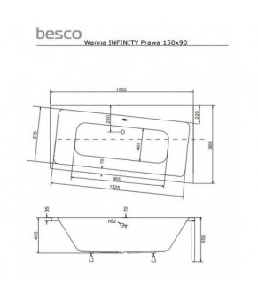 Ванна Besco  INFINITI 150х90 (правая)