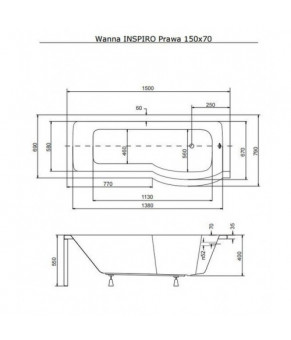 Ванна Besco INSPIRO 150х70 (правая)